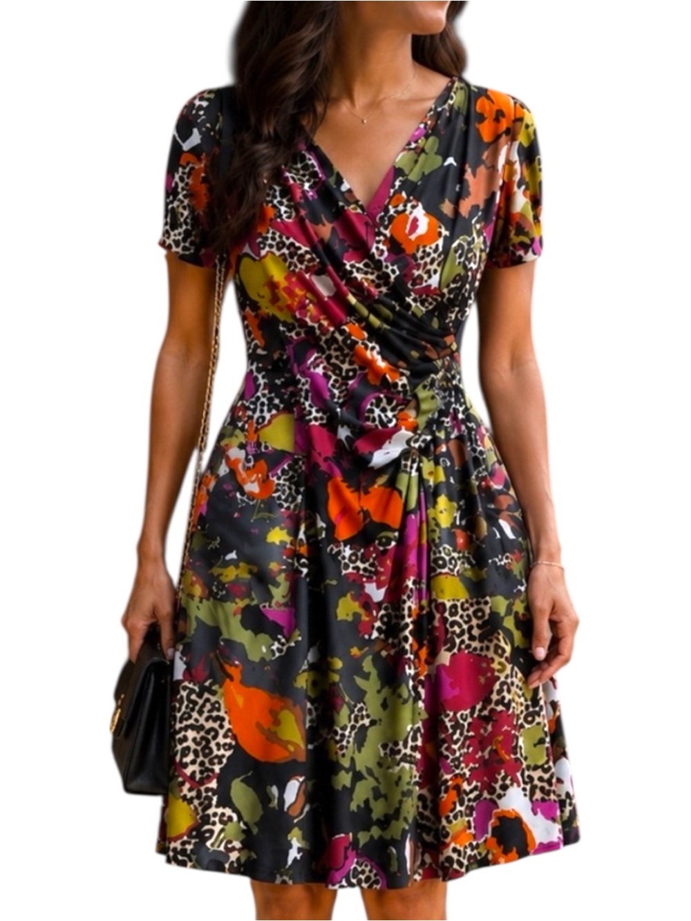 Max Mara Floral Jersey Dress Multicolor Wrap Style Small